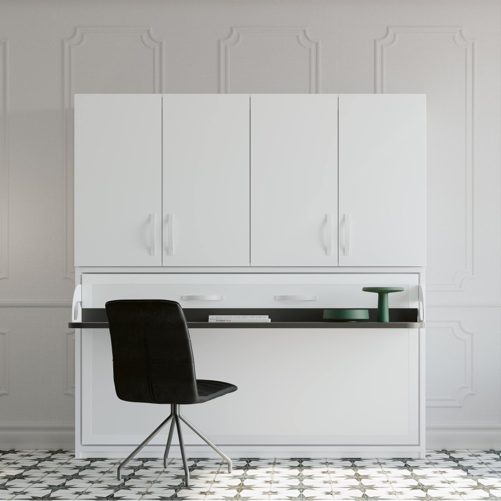 Lit escamotable horizontal + bureau et rangement