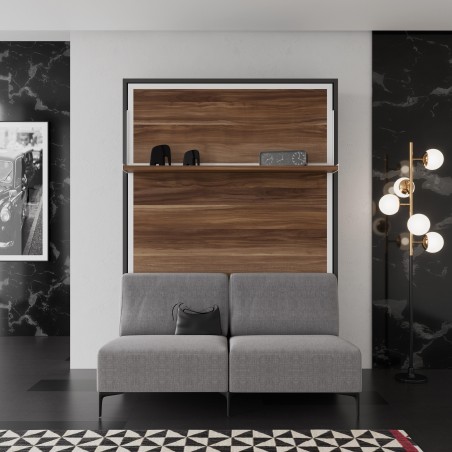 Lit escamotable vertical avec étagère et banquette