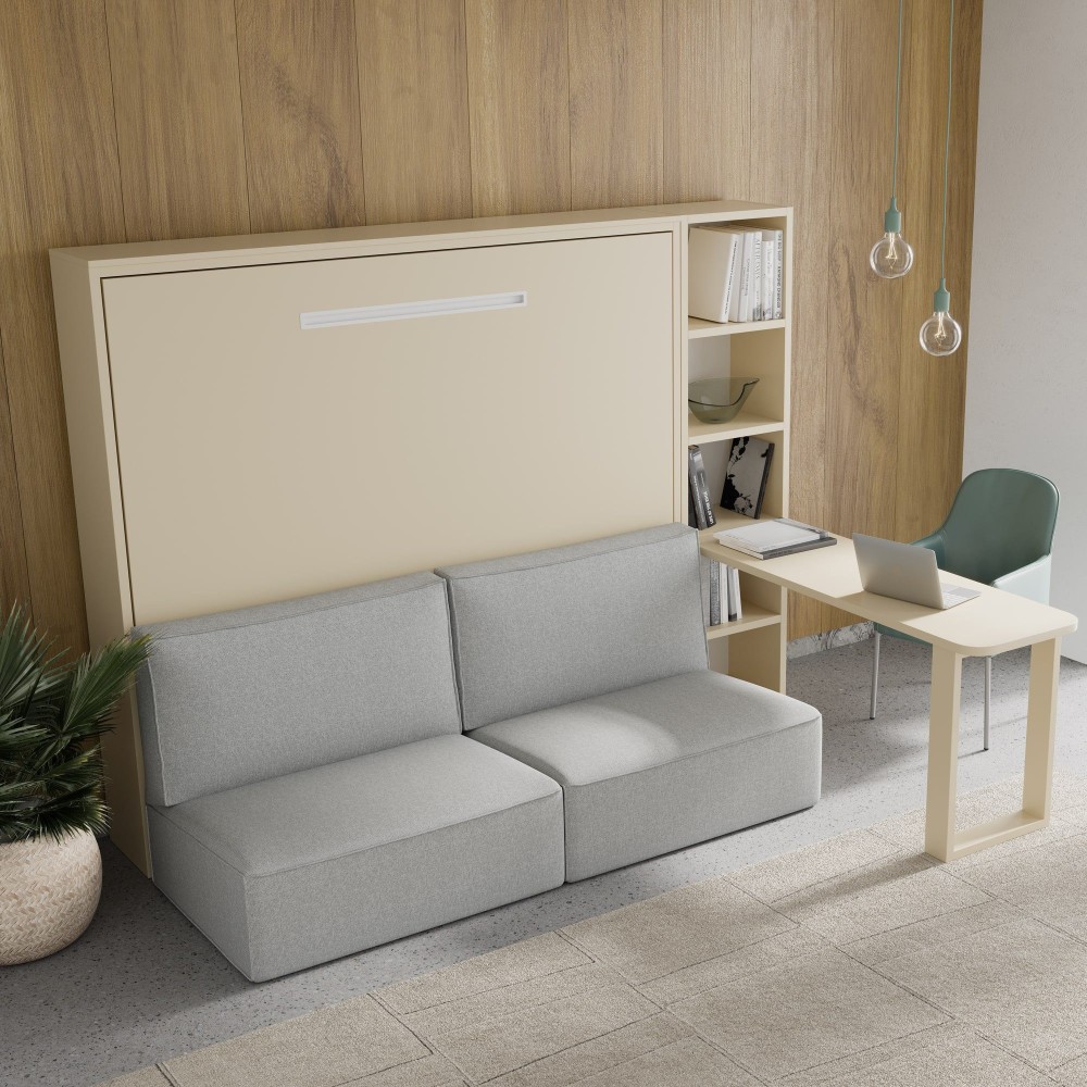 Lit escamotable horizontal avec canapé et bureau