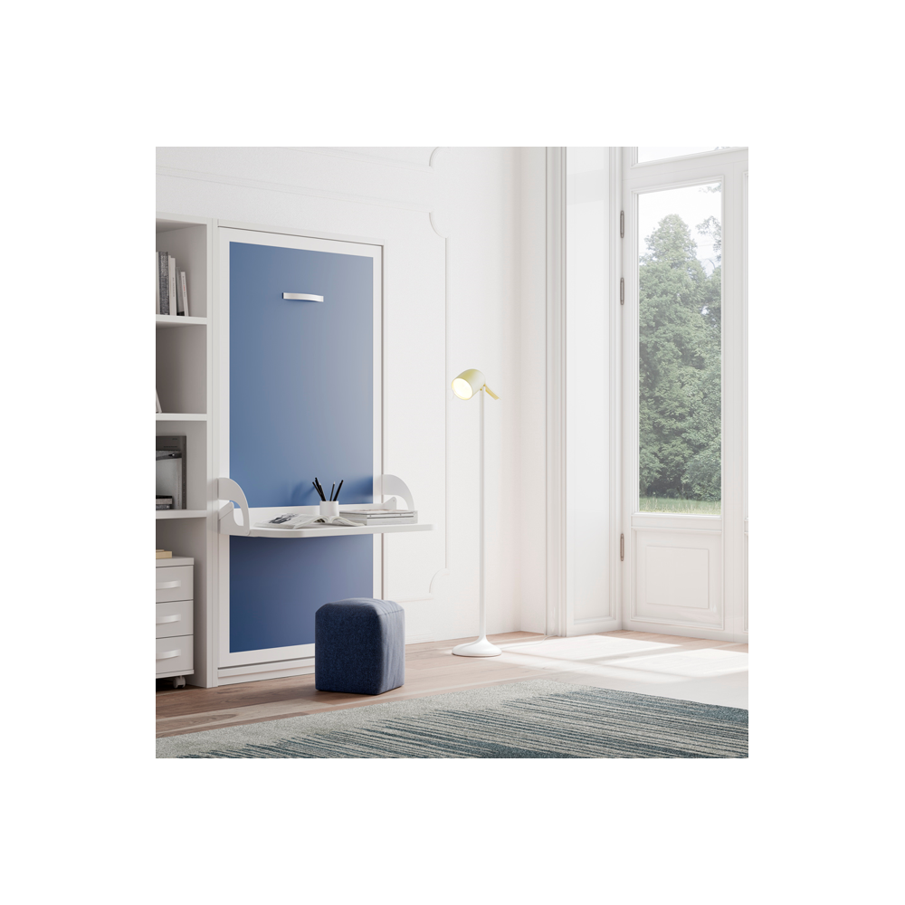 Lit escamotable vertical avec bureau + étagères