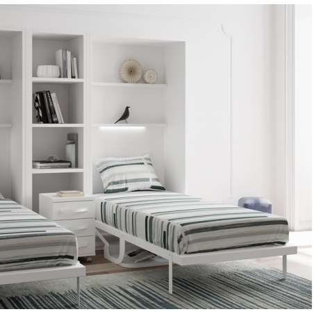 Lit escamotable vertical avec bureau + étagères