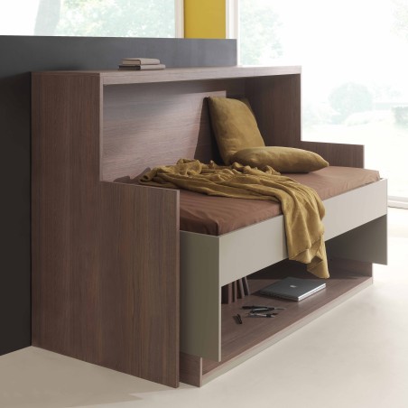 Lit escamotable horizontal avec bureau pivotant