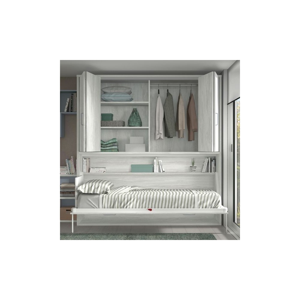 Lit escamotable horizontal et rangements