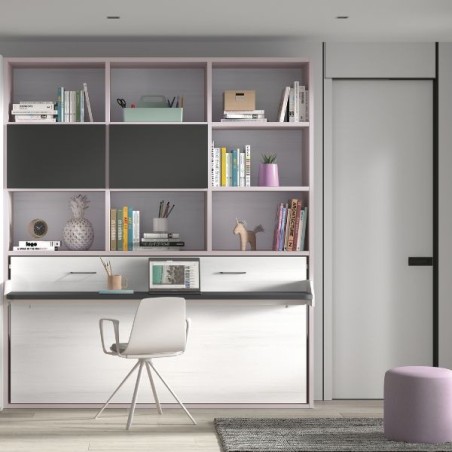 Lit escamotable avec bureau & bibliothèque
