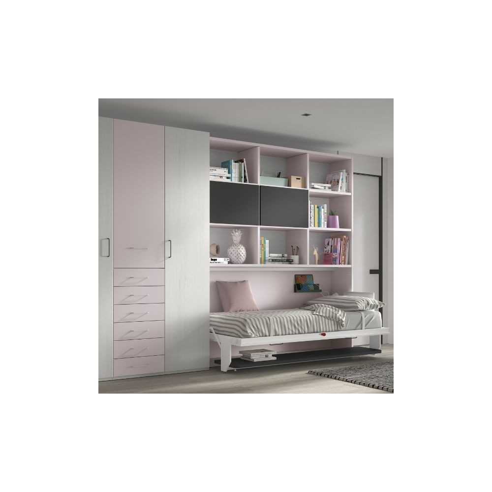 Lit escamotable avec bureau & bibliothèque