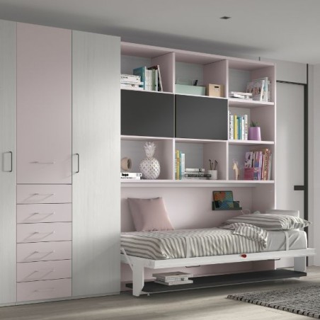 Lit escamotable avec bureau & bibliothèque