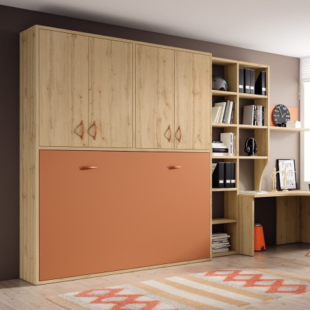 Lit escamotable horizontal avec rangements hauts