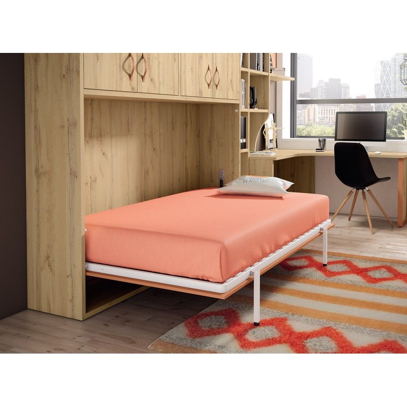 Lit escamotable horizontal avec rangements hauts