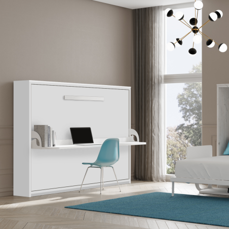 Lit escamotable horizontal avec bureau