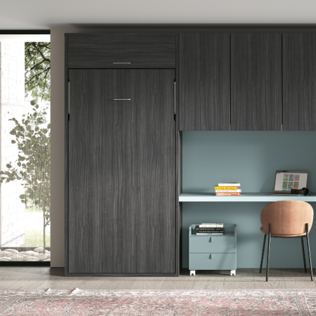 Lit escamotable vertical 1 ou 2 places avec niche de rangement
