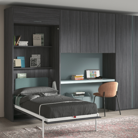 Lit escamotable vertical 1 ou 2 places avec niche de rangement