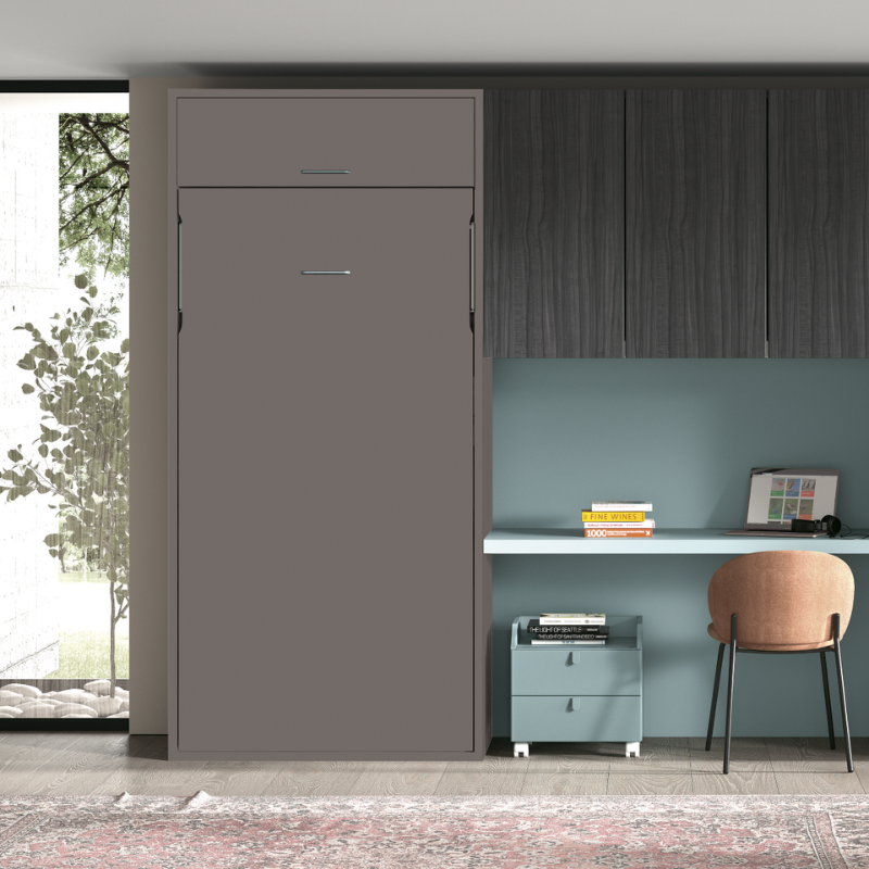 Lit escamotable vertical 1 ou 2 places avec niche de rangement