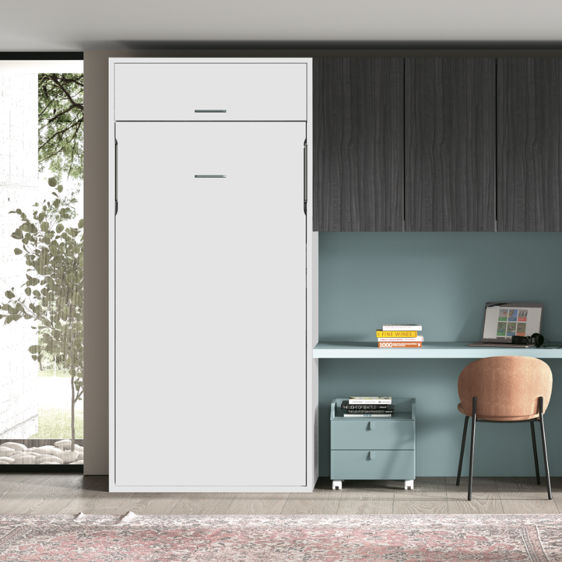 Lit escamotable vertical 1 ou 2 places avec niche de rangement