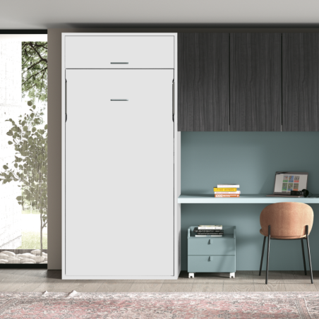 Lit escamotable vertical 1 ou 2 places avec niche de rangement