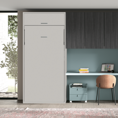 Lit escamotable vertical 1 ou 2 places avec niche de rangement