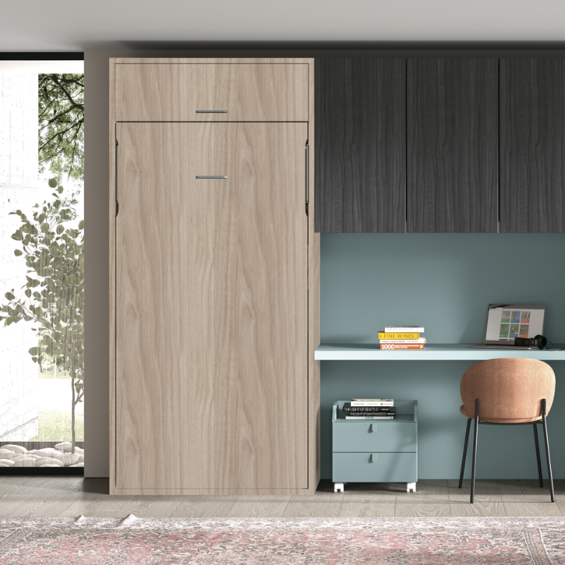 Lit escamotable vertical 1 ou 2 places avec niche de rangement