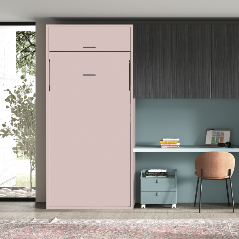 Lit escamotable vertical 1 ou 2 places avec niche de rangement