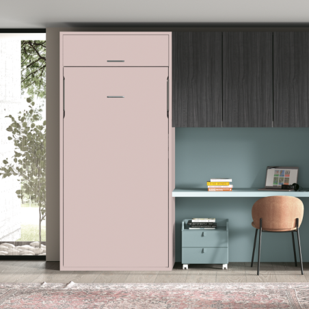 Lit escamotable vertical 1 ou 2 places avec niche de rangement