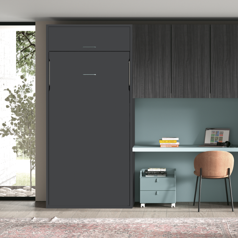 Lit escamotable vertical 1 ou 2 places avec niche de rangement