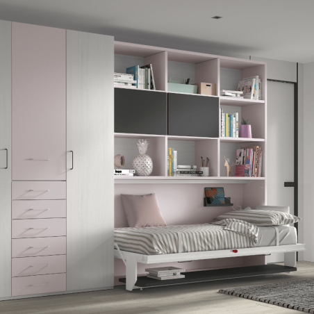 Lit escamotable avec bureau & bibliothèque