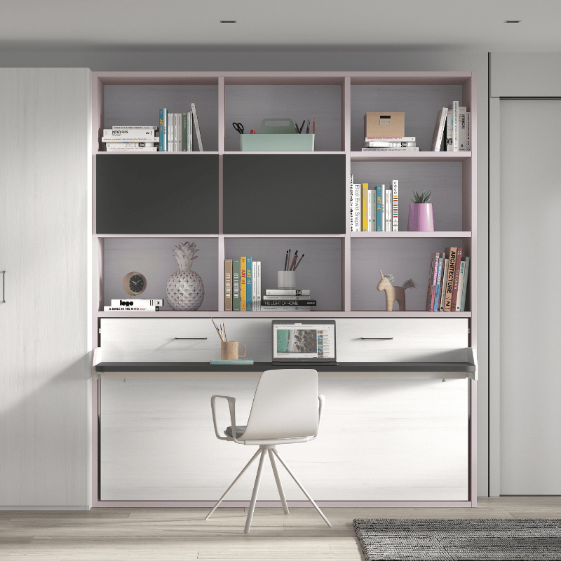Lit escamotable avec bureau & bibliothèque
