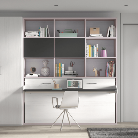Lit escamotable avec bureau & bibliothèque