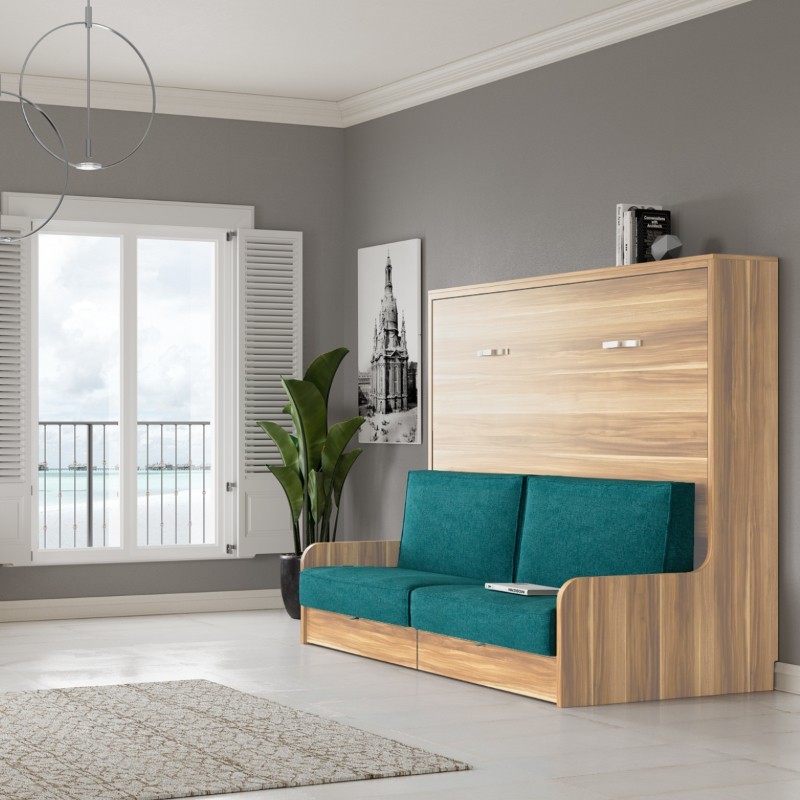 Lit escamotable horizontal autoporteur + canapé