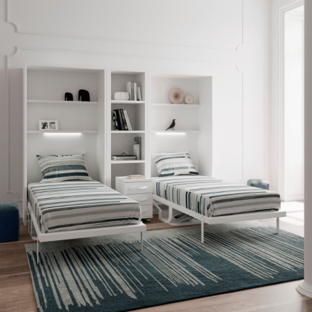 Lit escamotable vertical avec bureau + étagères