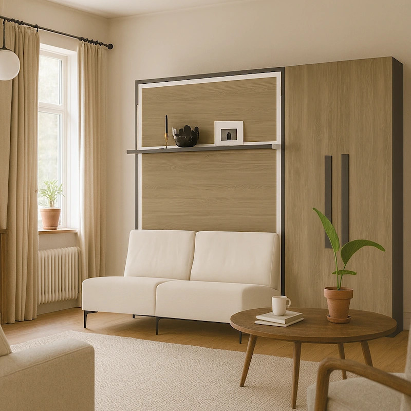 Lit escamotable vertical + canapé + étagère