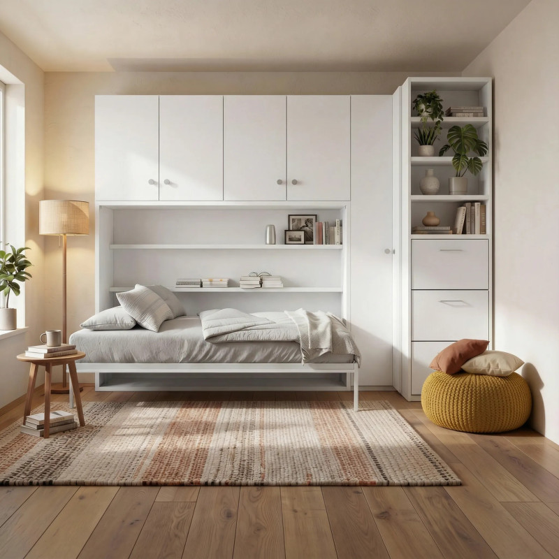 Lit escamotable horizontal Icare sur mesure – Gain de place