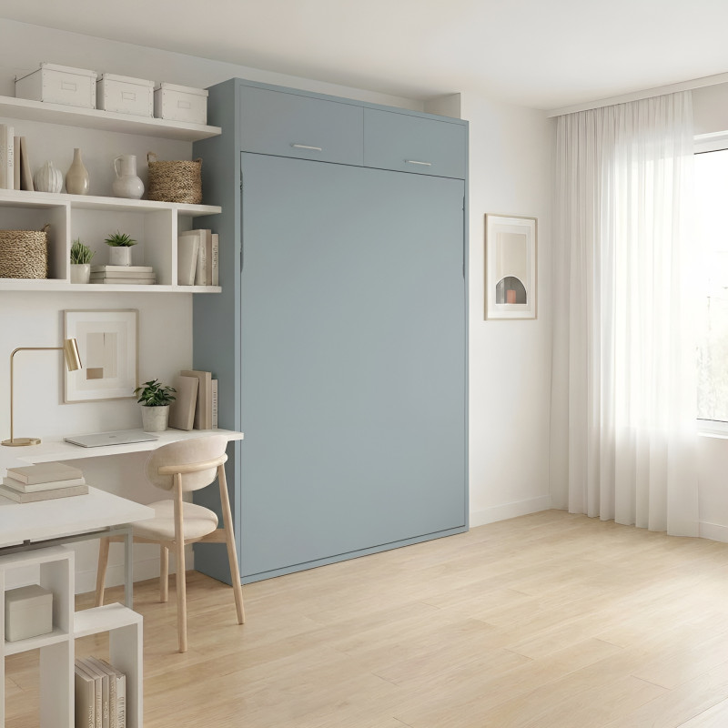Lit escamotable vertical 2 personnes  + rangement haut - Walter