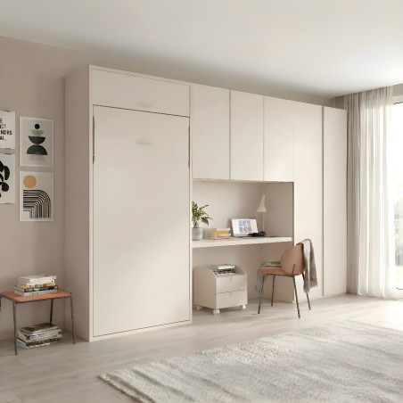 Lit escamotable vertical 1 personne avec surmeuble : 90 x 190 - Iota