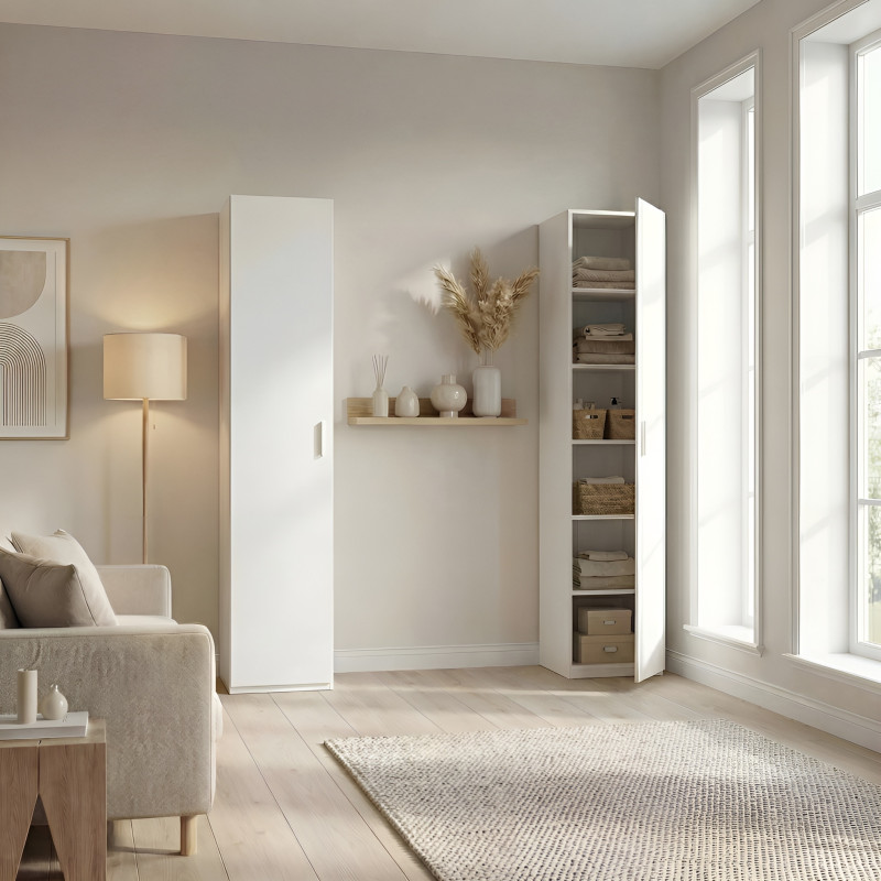 Armoire 1 porte avec étagères - Hauteur 220 cm