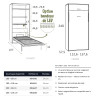 Lit escamotable vertical 1 personne avec surmeuble : 90 x 190 - Iota